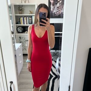Elegant Red Midi Dress